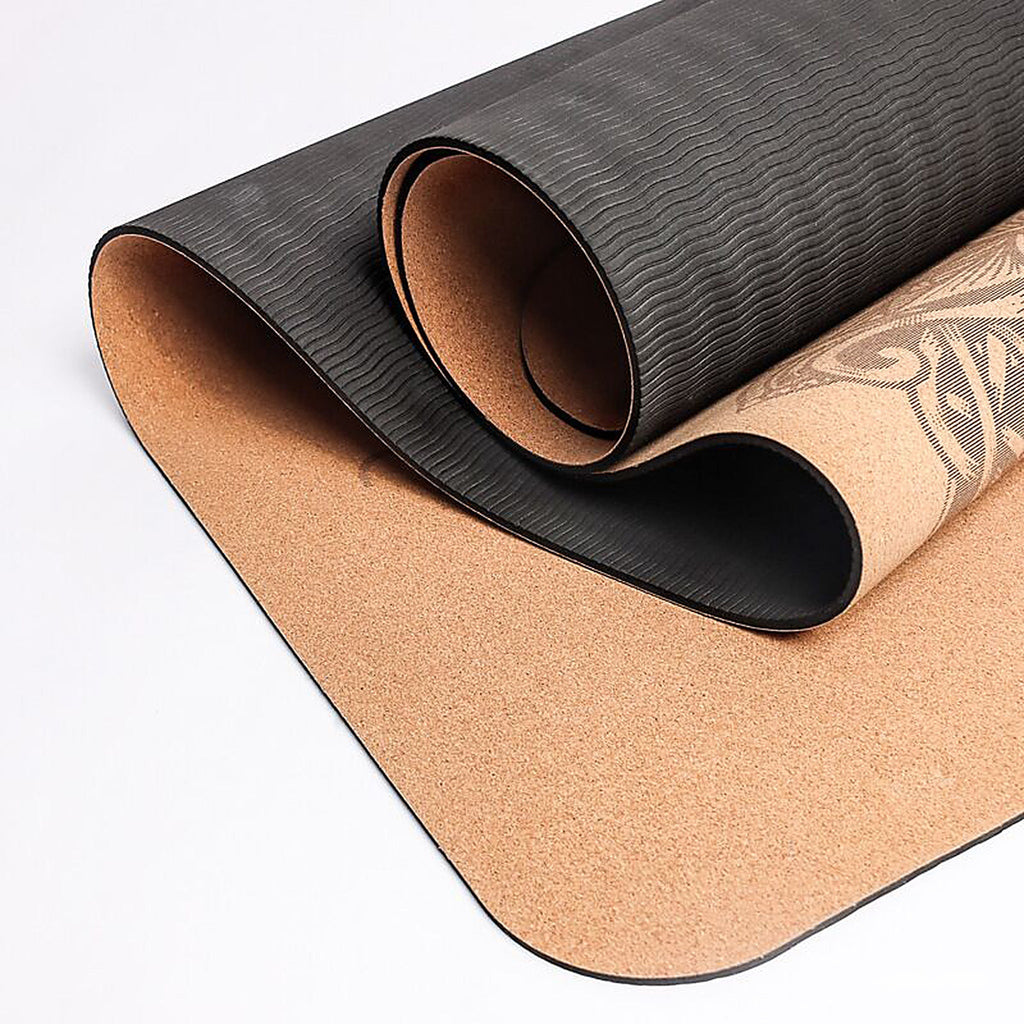 Cork surface and textured TPE underside of the Lavafor Cork Mat