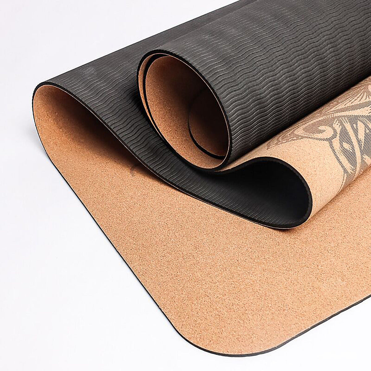 Cork surface and textured TPE underside of the Lavafor Cork Mat