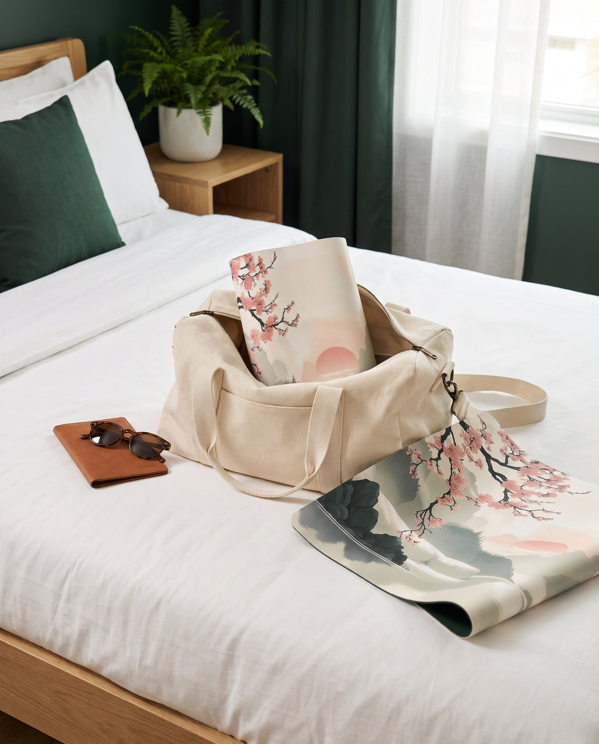 Lavafor Travel Mat folded in a weekend bag